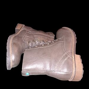 🆕️Cat&Jack Girls Gray Combat Boots Zipper Lace Up Sz 1